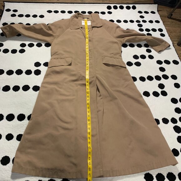 Vintage 80s 90s Trench Coat Overcoat Khaki Tan Long Classic Raincoat - Picture 15 of 16